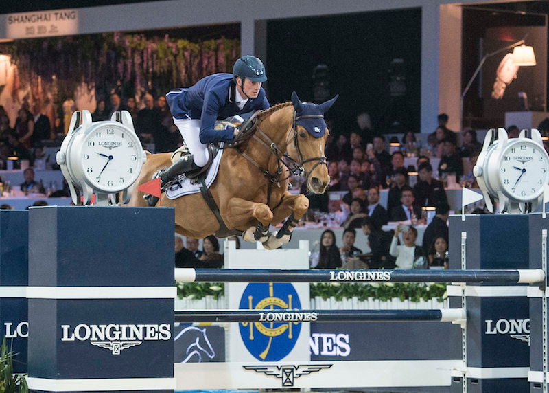 Daniel Deusser of Germany riding Happiness van T Paradijs competes during the Longines Speed Challenge, part of the Longines Masters of Hong Kong on 11 February 2017 at the Asia World Expo in Hong Kong, China. Photo by Juan Manuel Serrano / Power Sport Images